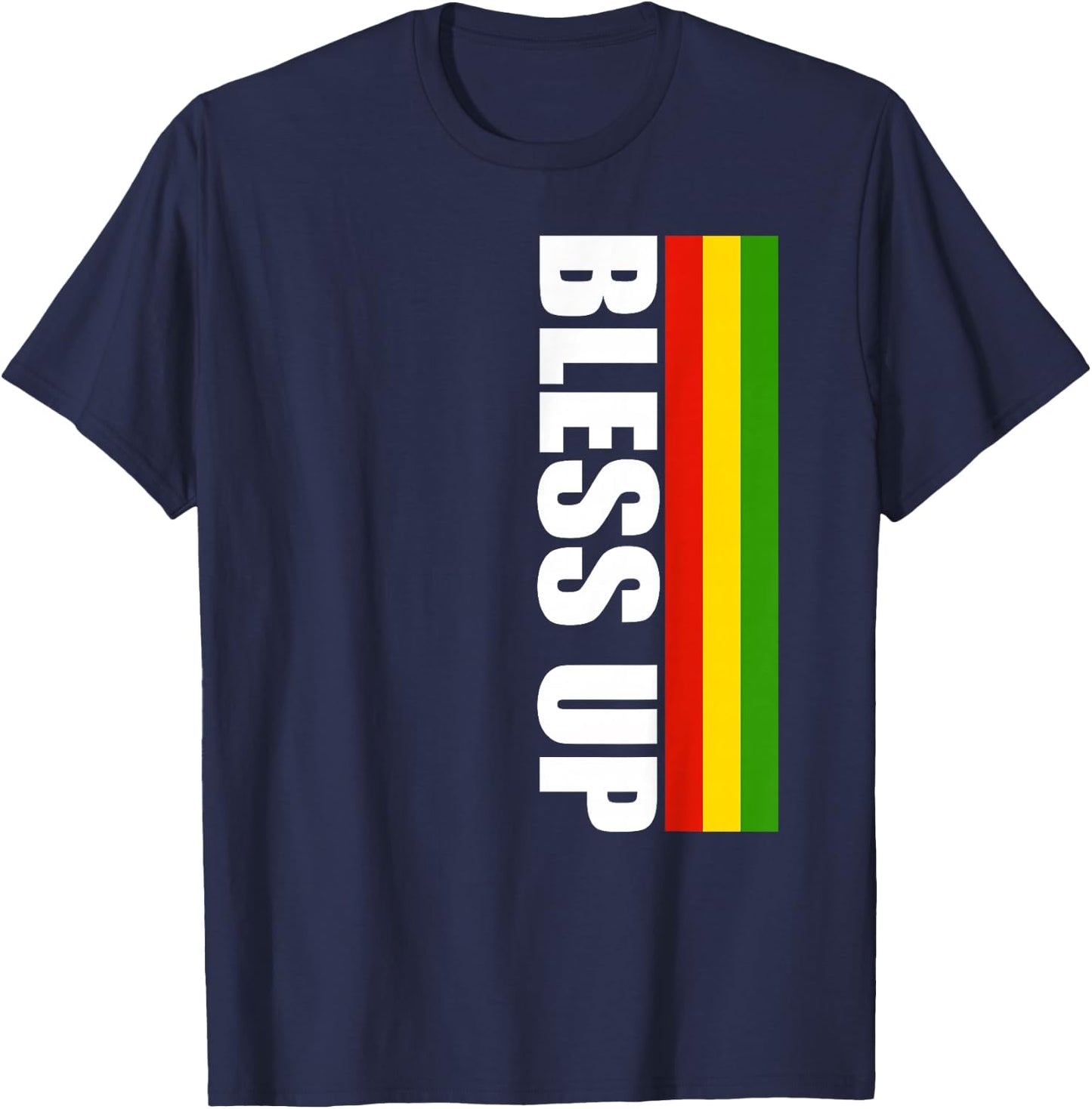 Bless Up Rasta Reggae T-Shirt - T-Shirt | Navy