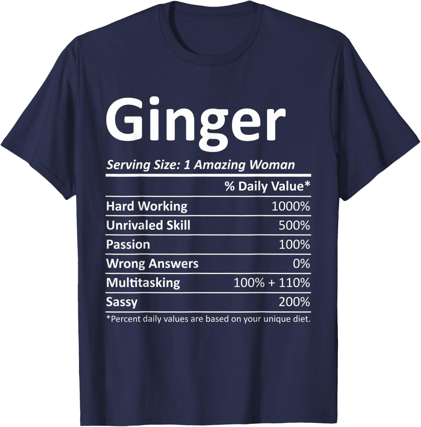GINGER Nutrition Personalized Name Funny Christmas Gift T-Shirt - T-Shirt | Navy