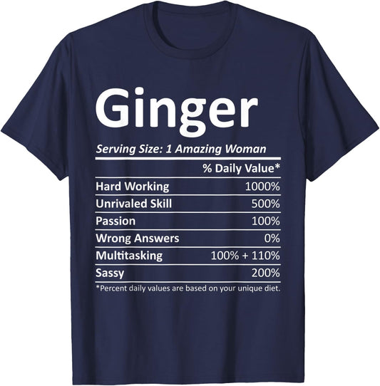 GINGER Nutrition Personalized Name Funny Christmas Gift T-Shirt - T-Shirt | Navy