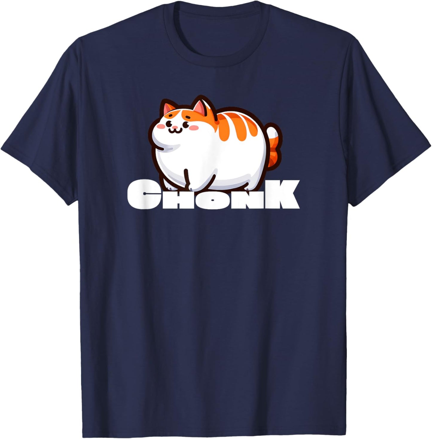 Chonk Chonky Fat Extra Large Orange and White Tabby T-Shirt - T-Shirt | Navy