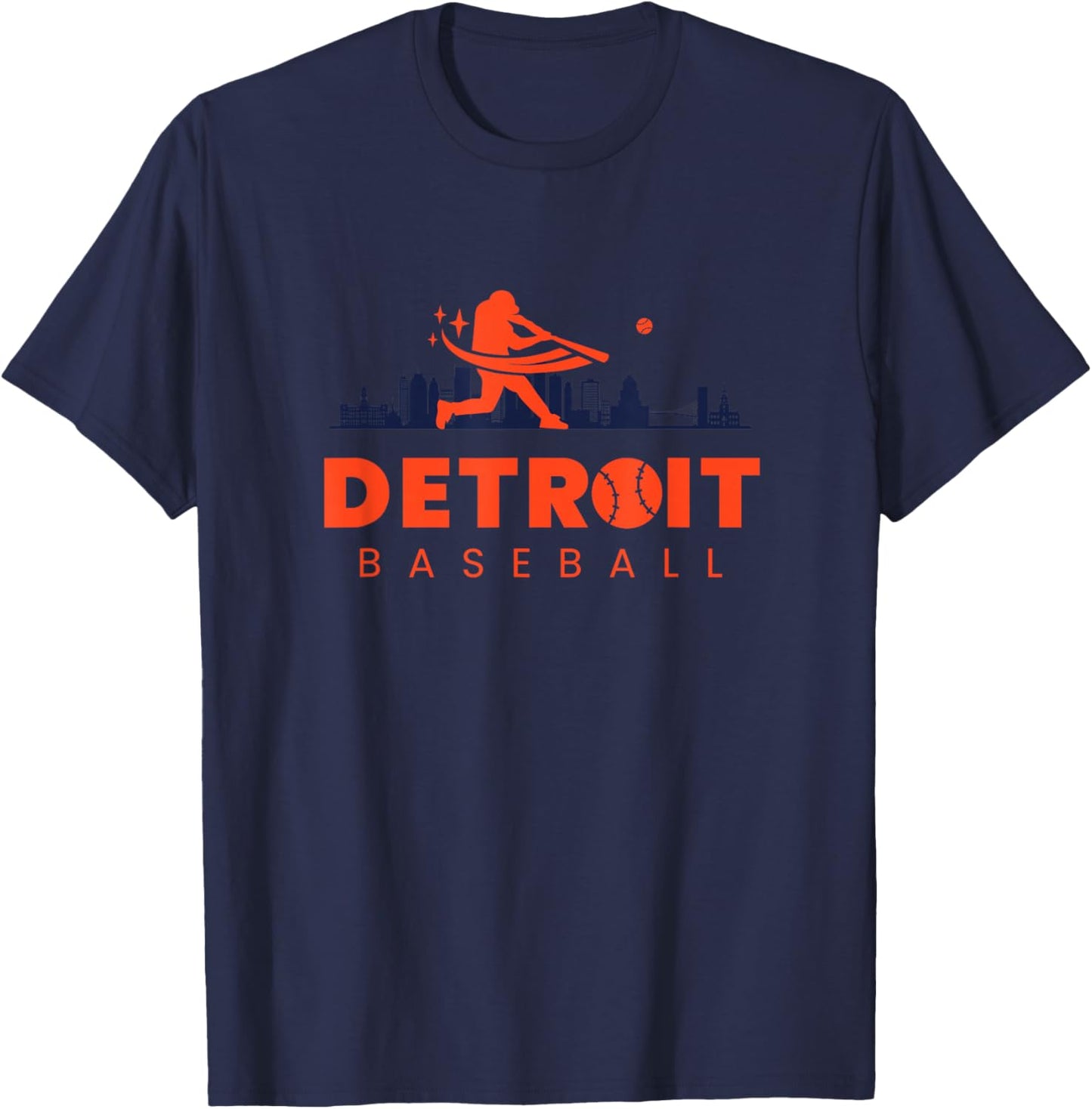 Detroit Baseball Vintage Minimalist Retro Baseball Lover T-Shirt - T-Shirt | Navy