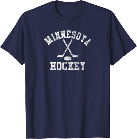 Vintage Minnesota Hockey T-Shirt - T-Shirt | Navy