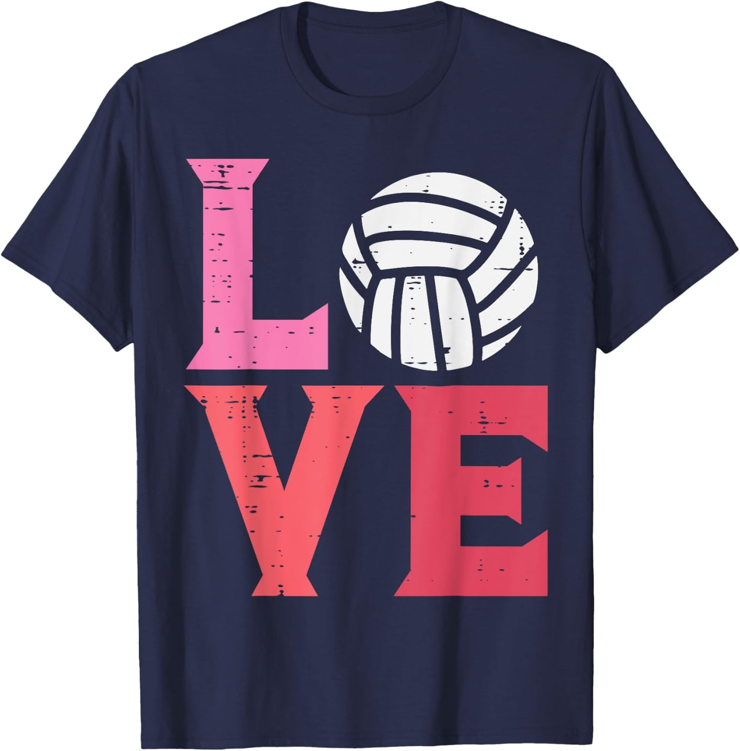 Pink Love Volleyball Cute Sports Coach Player Men Women Kids T-Shirt - T-Shirt | Navy