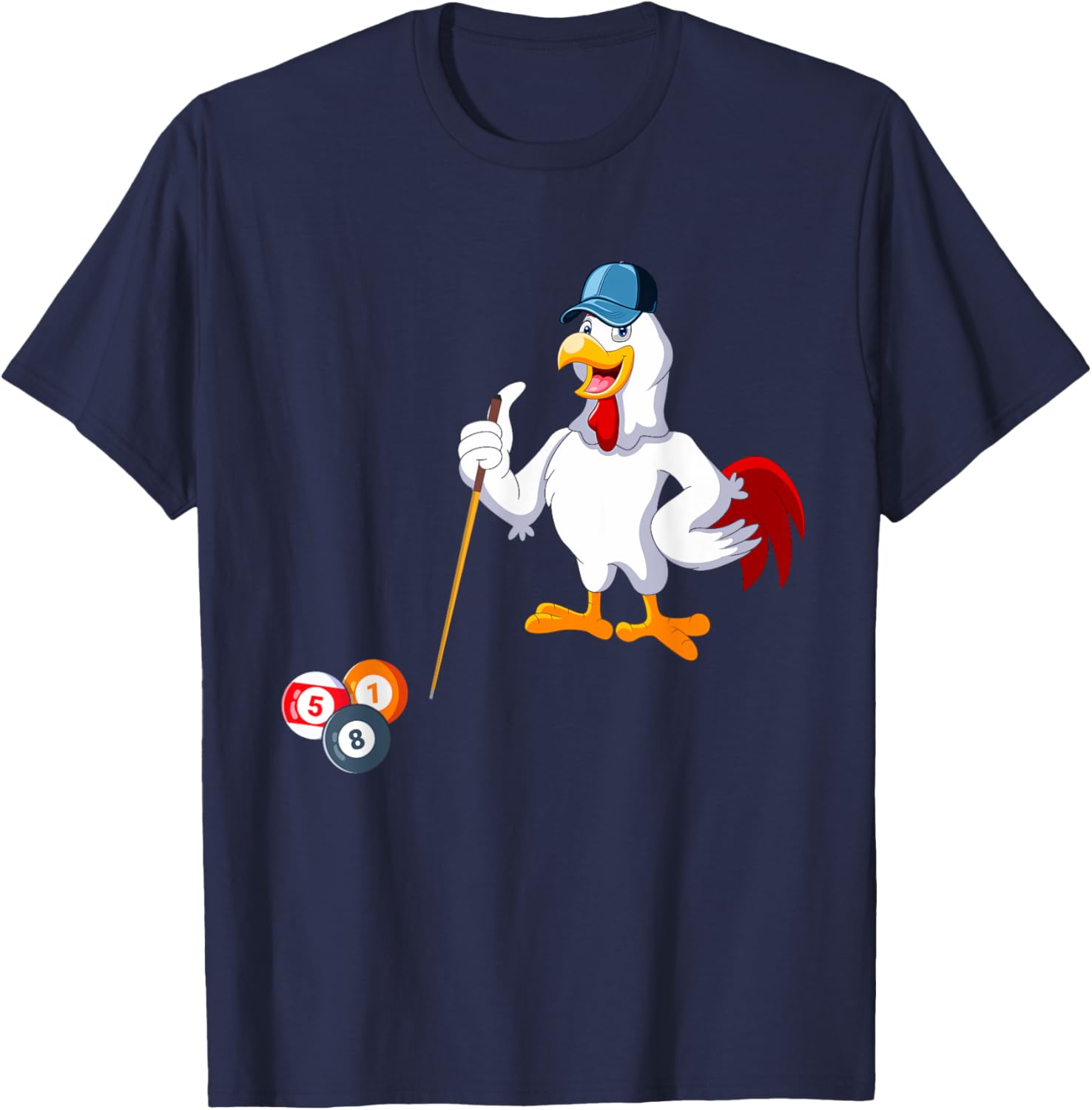 Chicken Playing Billiards Costume Billiards Player Family T-Shirt - T-Shirt | Navy