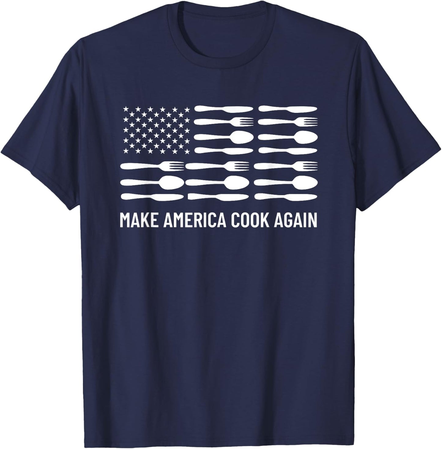 Make America Cook Again Funny BBQ Barbeque Patriot Chef Gift T-Shirt - T-Shirt | Navy