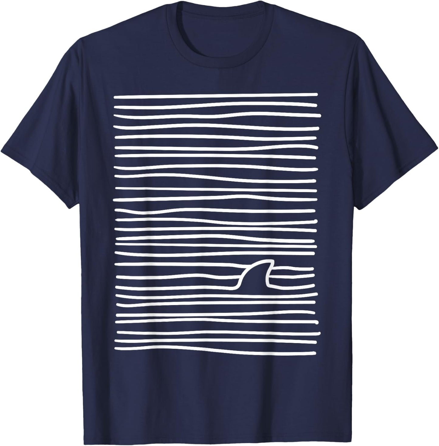 Minimalist Line Drawing Simple Unique Shark Fin T-Shirt - T-Shirt | Navy