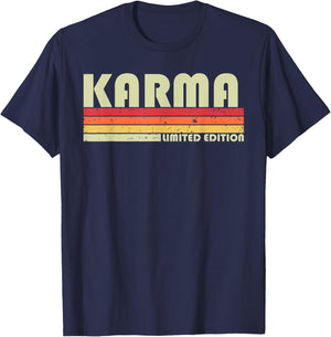 Karma Name Personalized Retro Vintage 80s 90s Birthday T-Shirt - T-Shirt | Navy