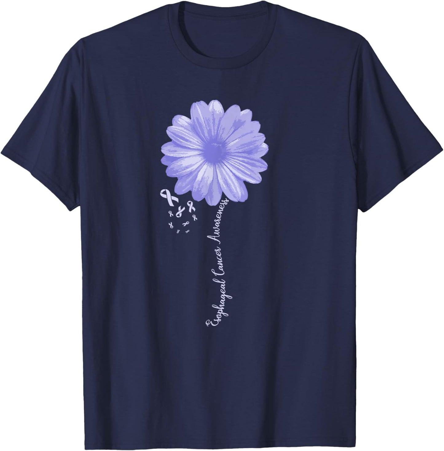 Esophageal Cancer Awareness Warrior Pretty Gift T-Shirt - T-Shirt | Navy