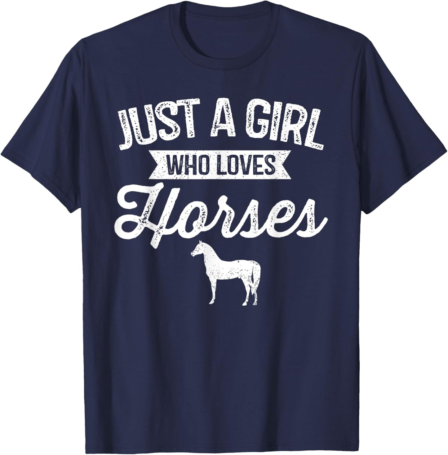 Just A Girl Who Loves Horses Horseback Riding Lover T-Shirt - T-Shirt | Navy