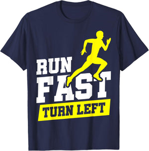 Run Fast Turn Left Track T-Shirt - T-Shirt | Navy