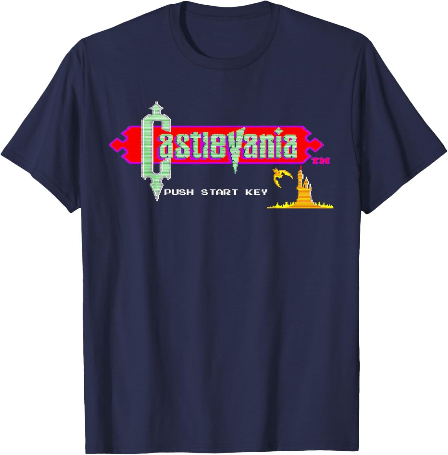 Castlevania Title Screen Retro Gaming Castle Epic Adventure T-Shirt - T-Shirt | Navy