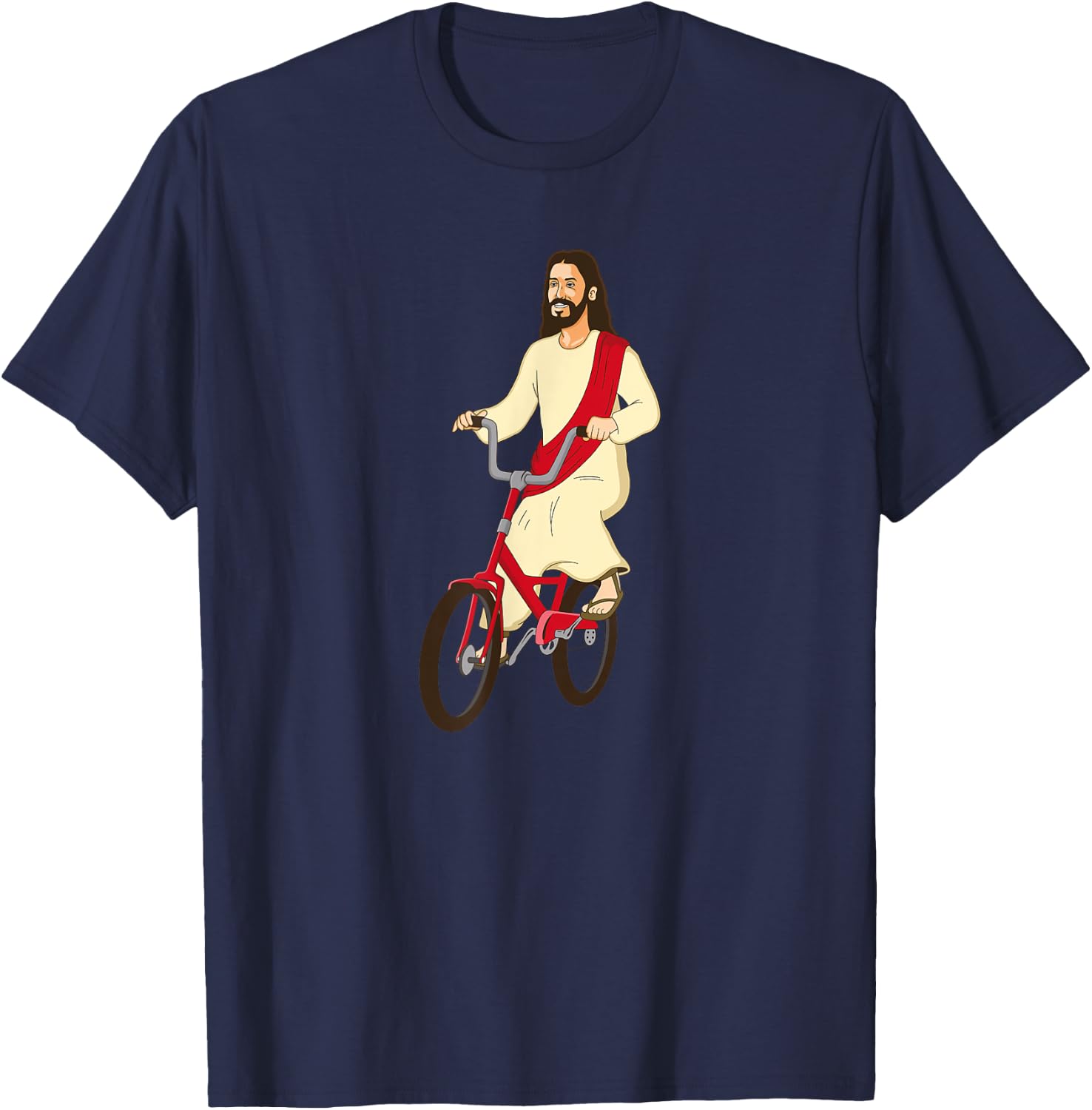 Fun Christ on a Bike Funny Lord God Jesus Church Cycle Gift T-Shirt - T-Shirt | Navy