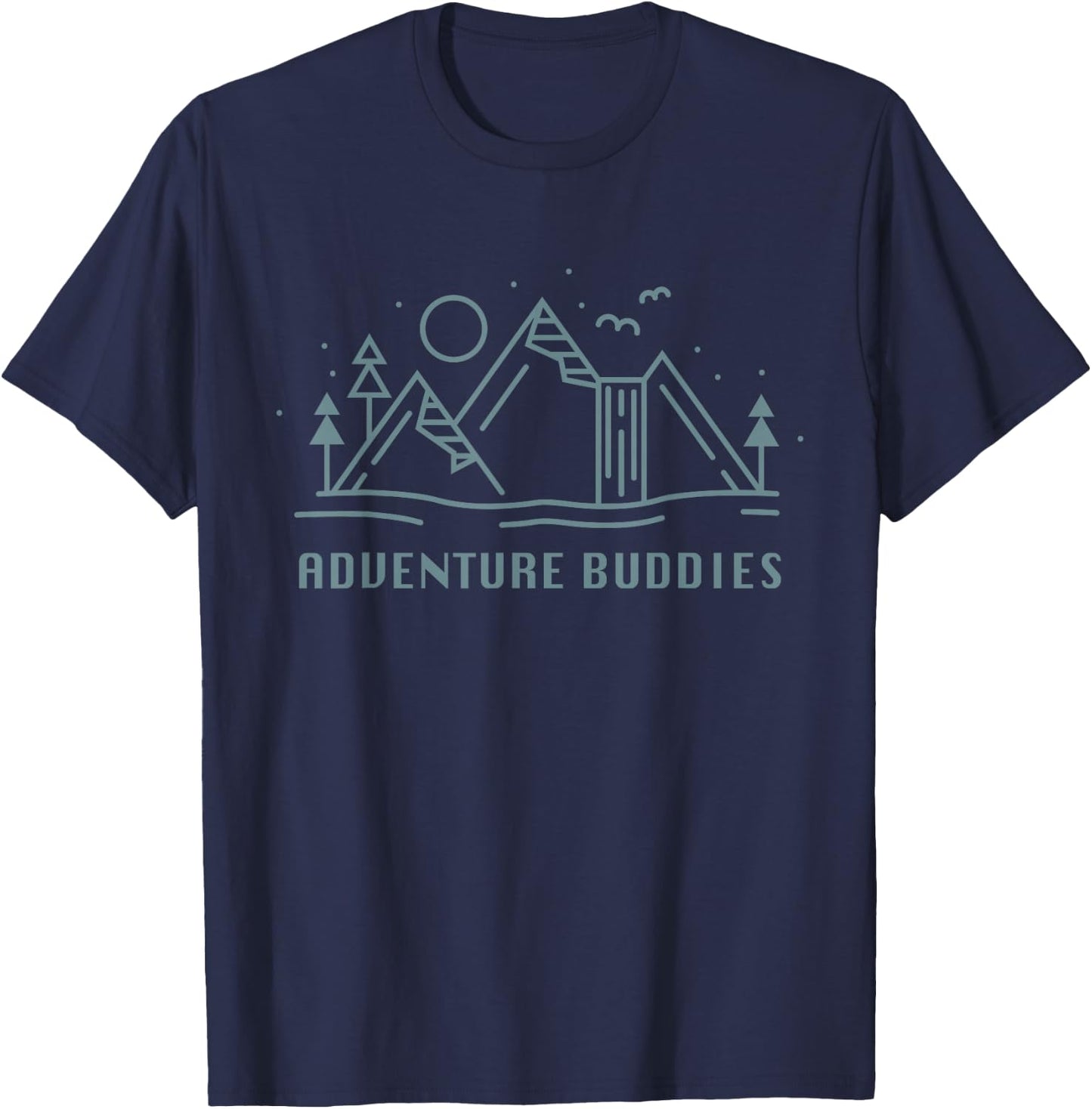 Adventure Buddies Minimalist Simple Traveling Cool Mountains T-Shirt - T-Shirt | Navy