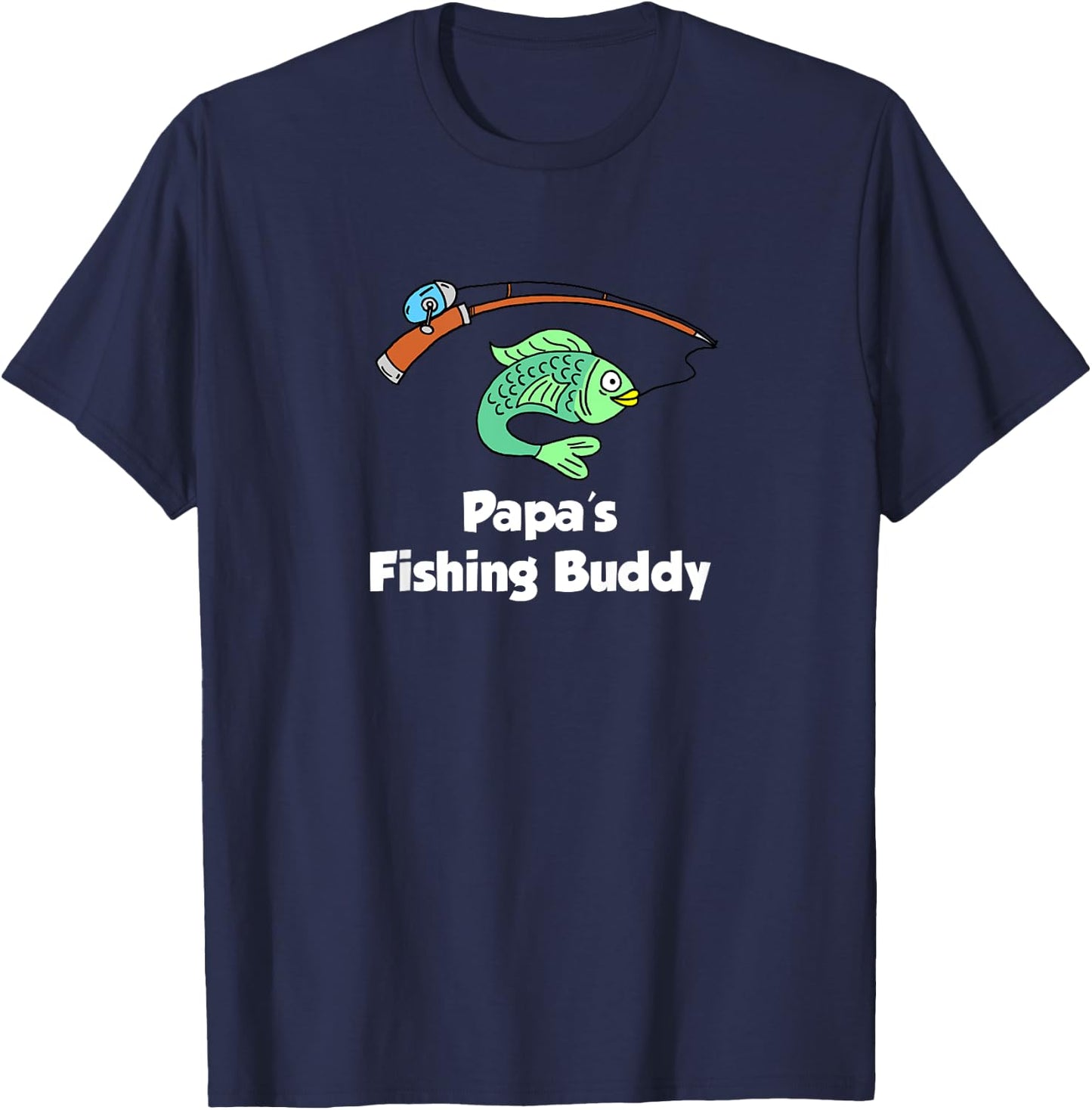 Papa's Fishing Buddy Grandson or Granddaughter Fish T-Shirt - T-Shirt | Navy