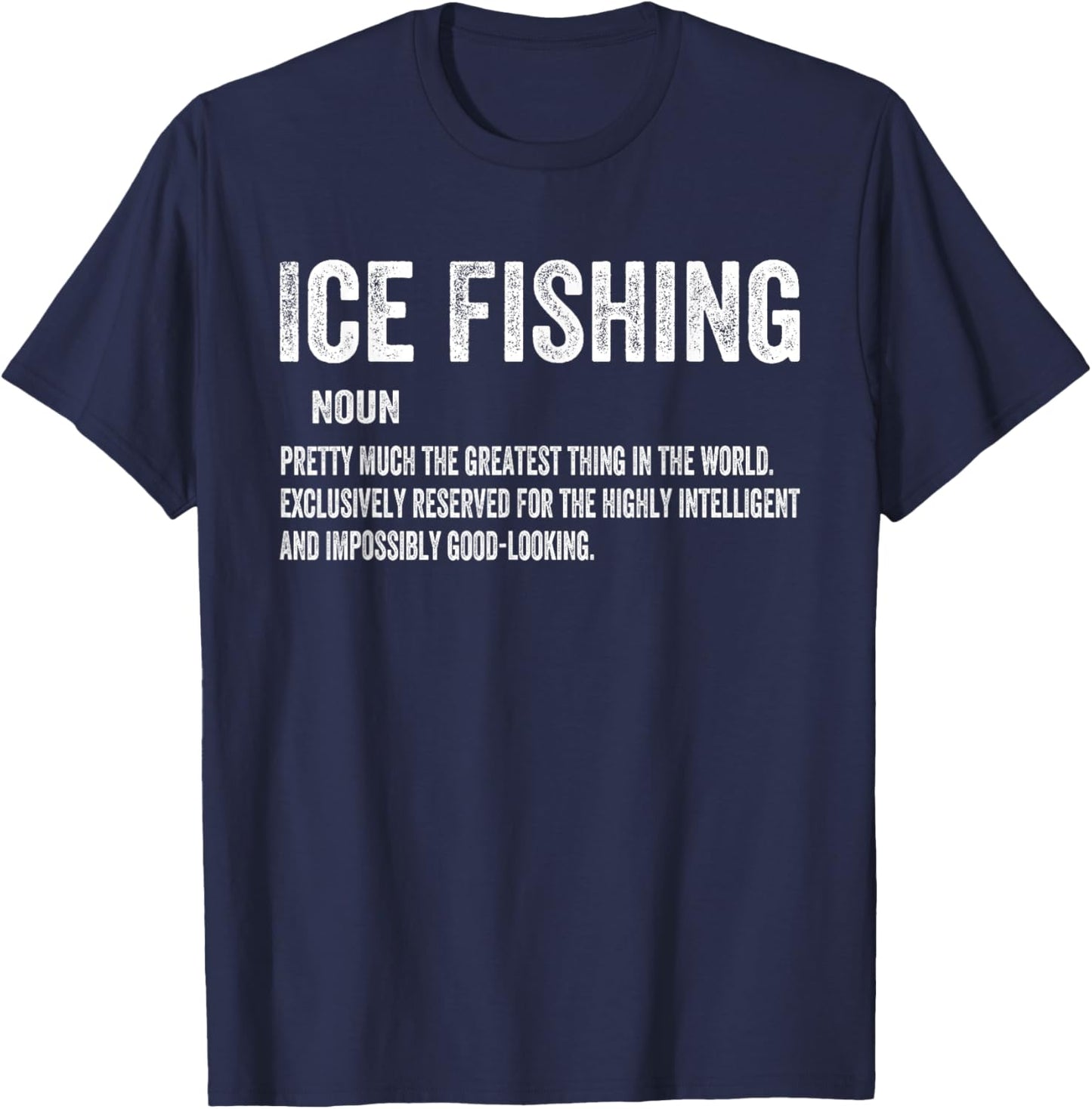 Ice Fishing Women Snow Holes Fishermen -Adults , Black, Small, Short Sleeve, Classic Fit, Polyester 100% T-Shirt - T-Shirt | Navy