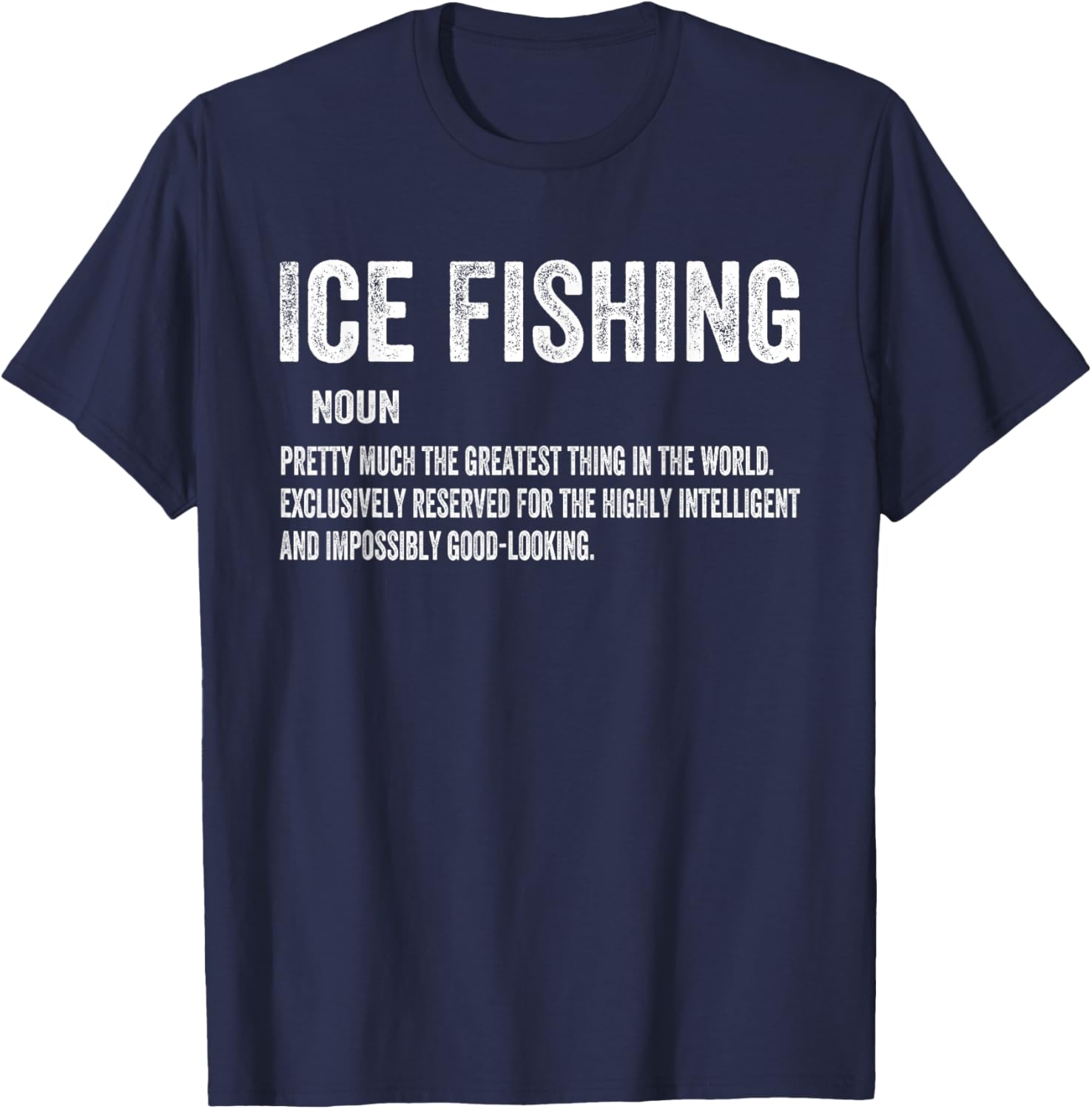 Ice Fishing Women Snow Holes Fishermen -Adults , Black, Small, Short Sleeve, Classic Fit, Polyester 100% T-Shirt - T-Shirt | Navy