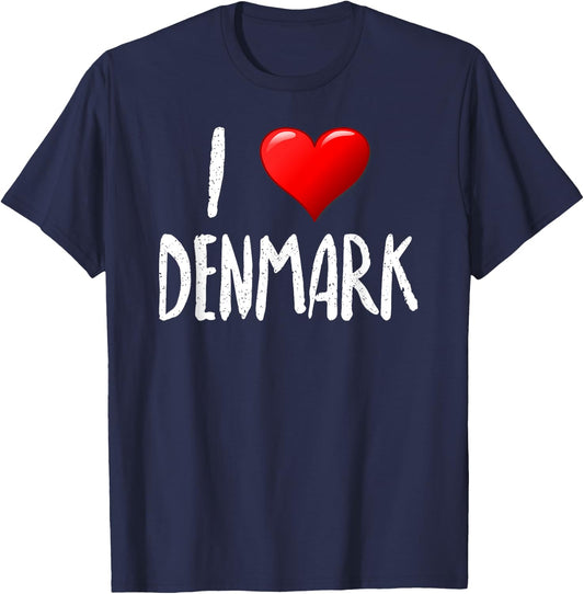 I Love Denmark- - Traveler - Souvenir T-Shirt - T-Shirt | Navy