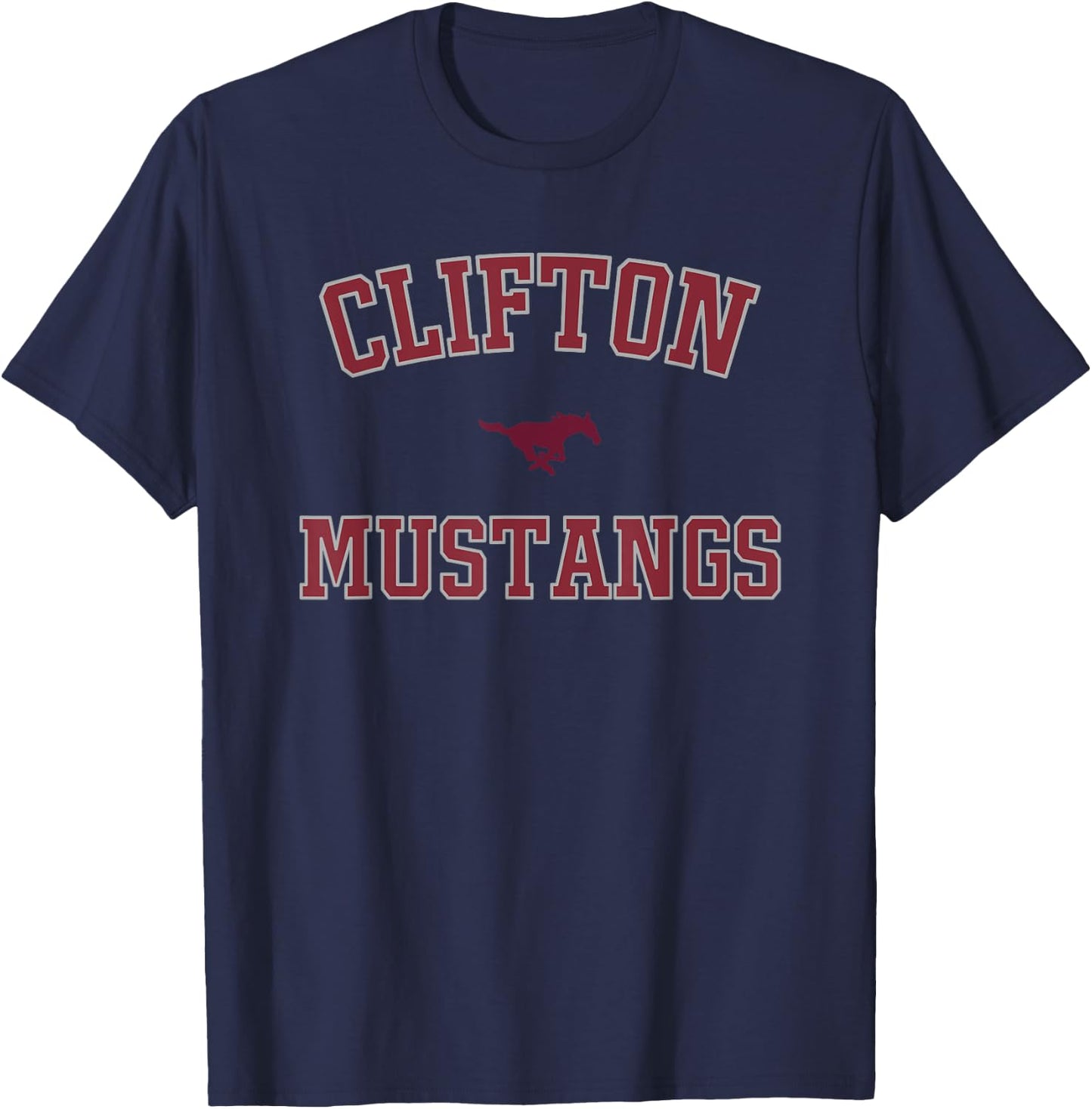 Clifton Mustangs Logo Varsity HS T-Shirt - T-Shirt | Navy