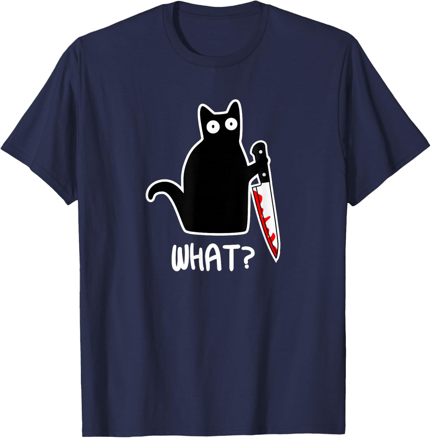 Joyouse Urban Style Murder Cat Gift - Adults - Black - Short Sleeve - Classic Fit - Cotton & Polyester - Machine Wash T-Shirt - T-Shirt | Navy