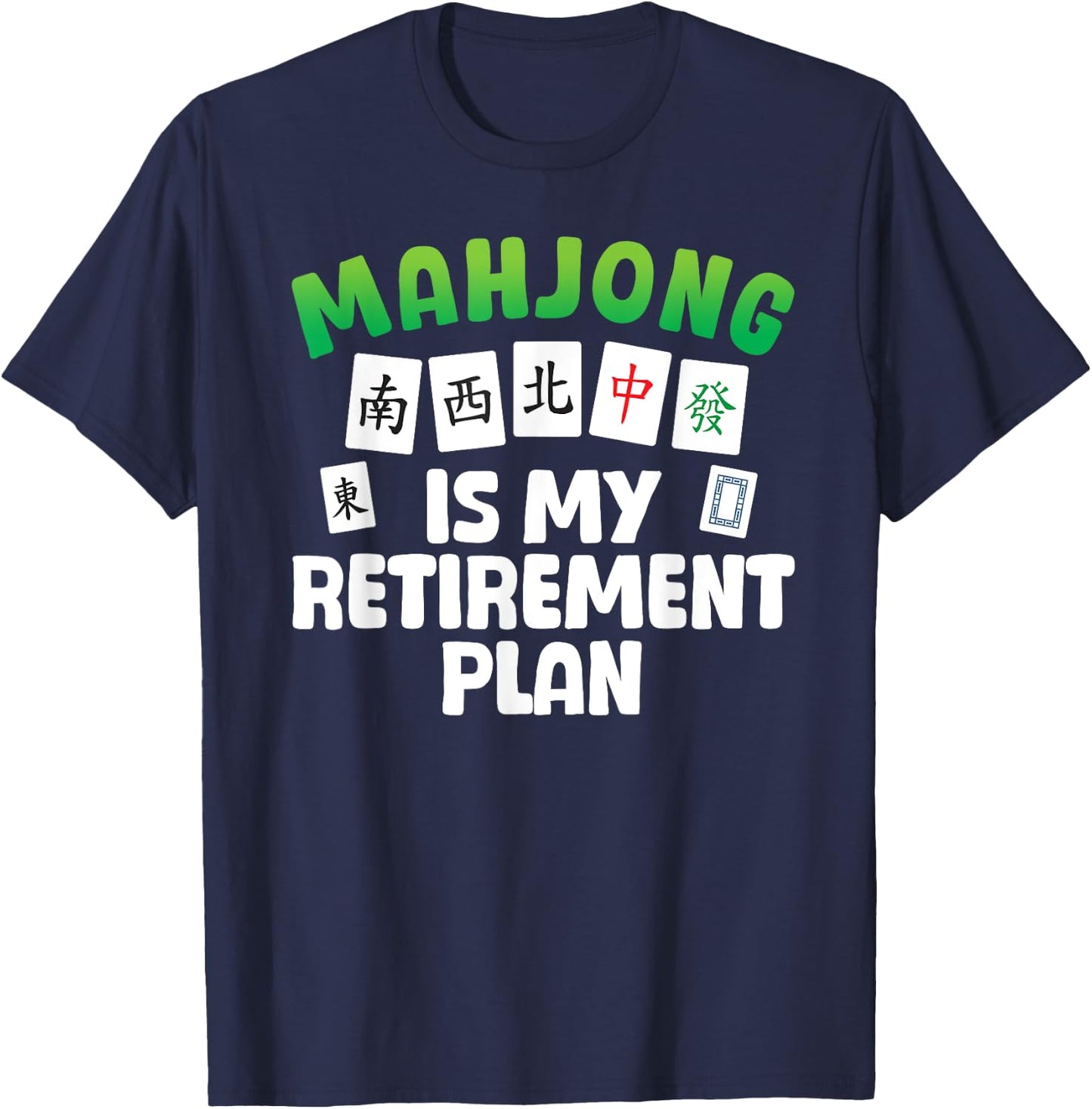 Funny Mahjong Art Women Retirement Mahjong Player T-Shirt - T-Shirt | Navy