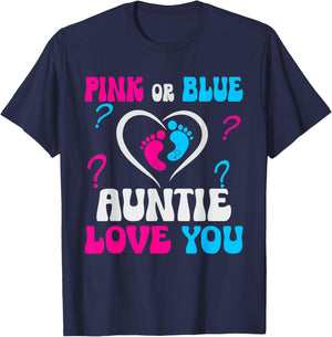 Pink or Blue Auntie Loves You Baby Gender Reveal Party Women T-Shirt - T-Shirt | Navy