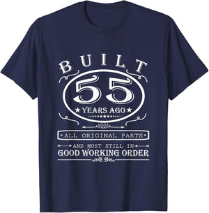55th Birthday Graphic Built 55 Years Ago Original Parts T-Shirt - T-Shirt | Navy