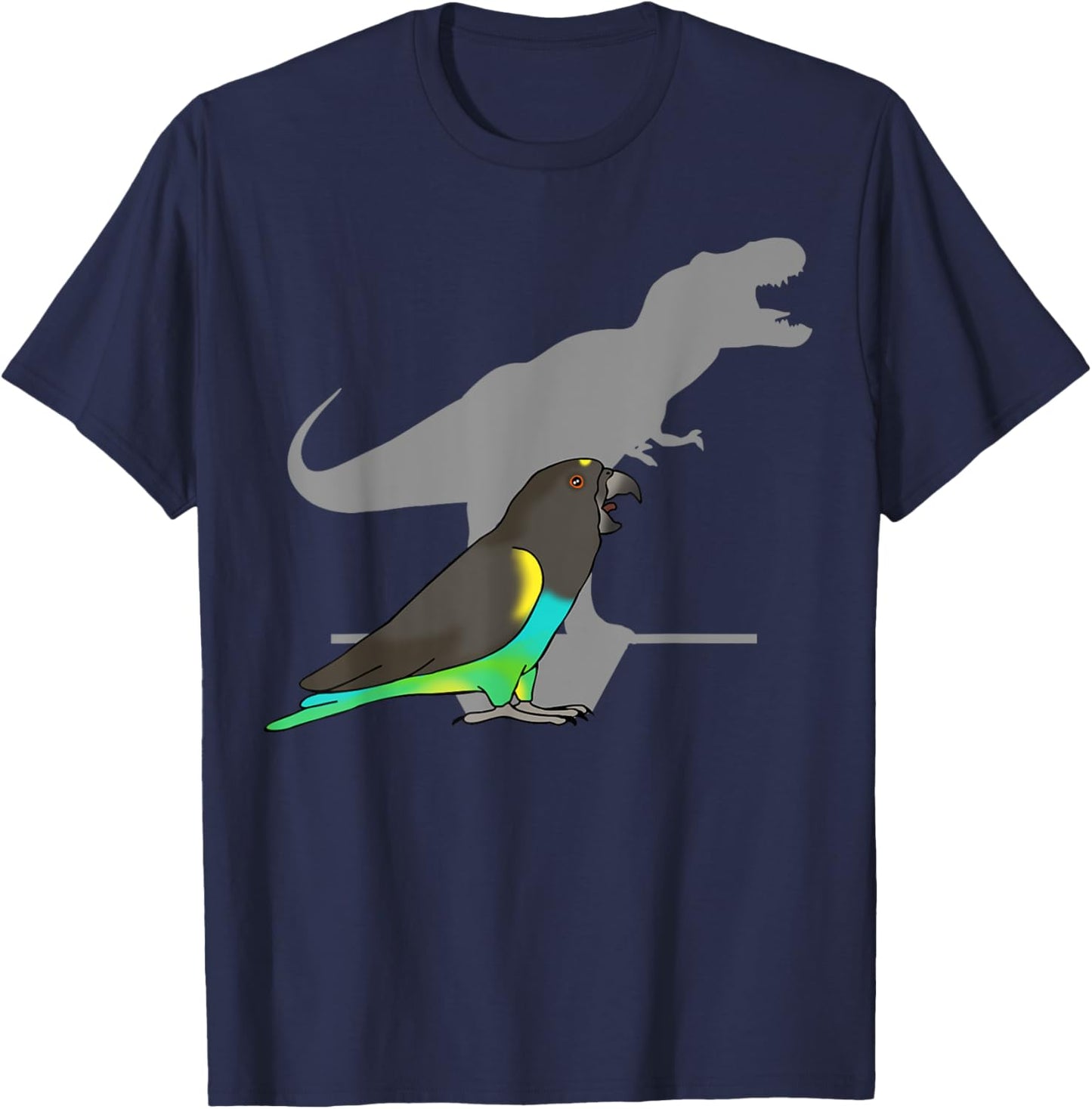 Funny Dinosaur Parrot, T-rex Meyer's Parrot, Birb memes T-Shirt - T-Shirt | Navy