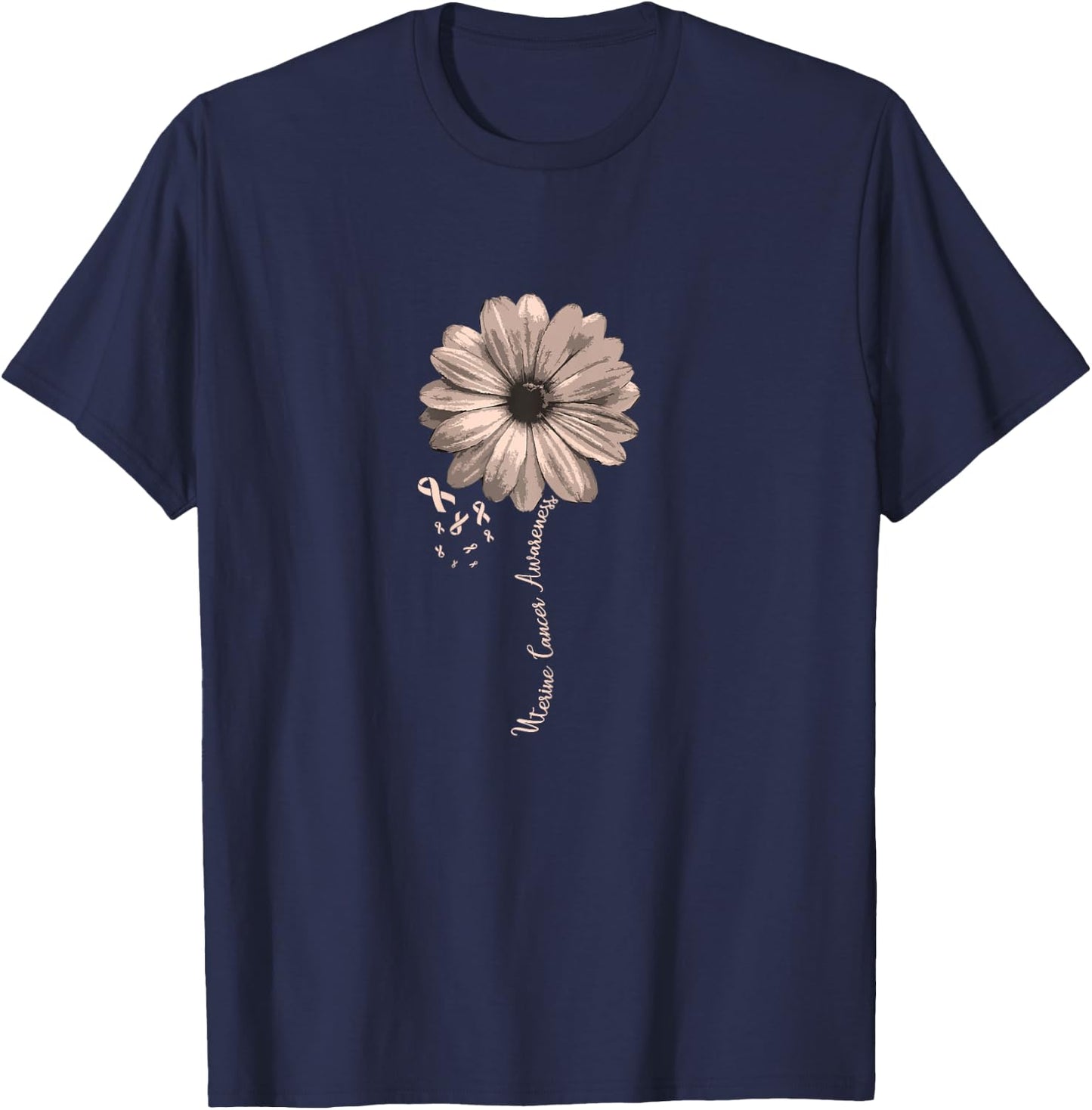 Uterine Cancer Awareness Family Survivor Pretty Gift T-Shirt - T-Shirt | Navy