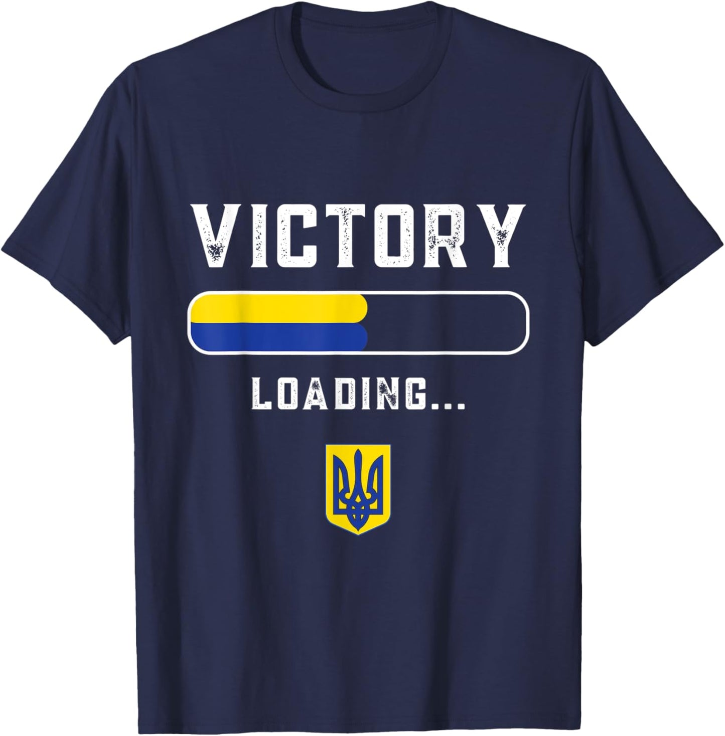 Ukraine Victory is loading. America Ukrainian Flags Veteran T-Shirt - T-Shirt | Navy