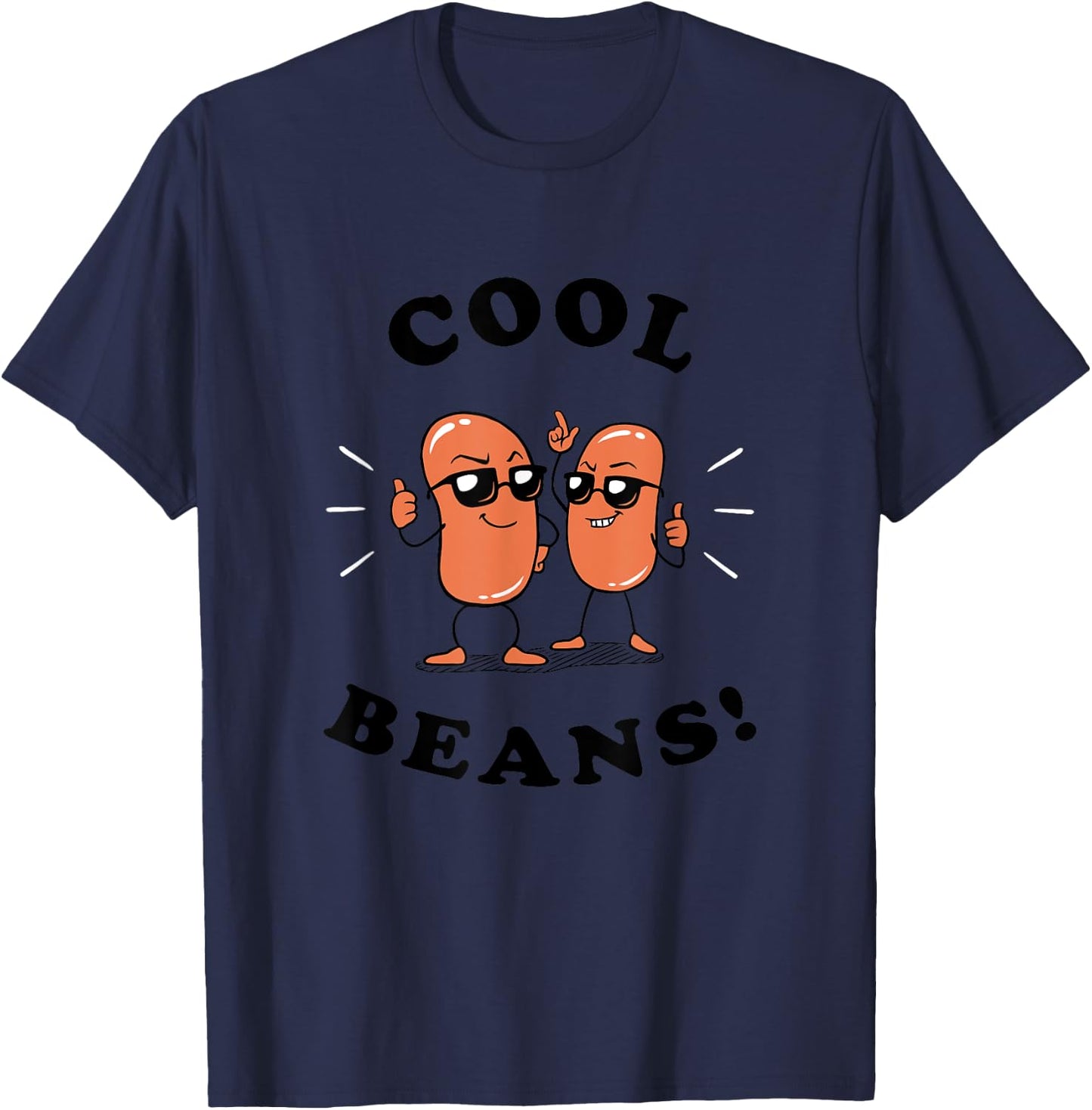 Funny Beans - Cool Beans Chef Cook Food , Women & Kids - Grey, Cartoon, Short Sleeve, Classic Fit, Small T-Shirt - T-Shirt | Navy