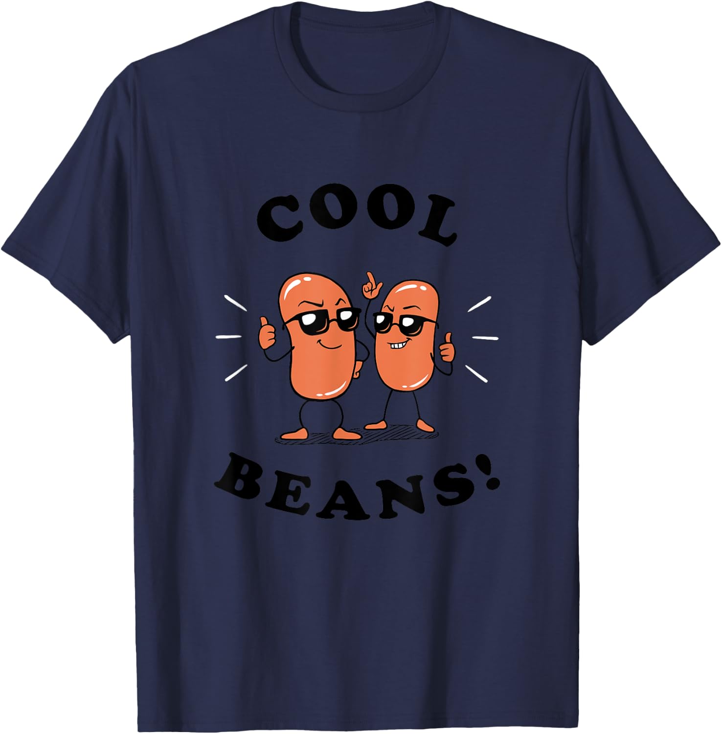 Funny Beans - Cool Beans Chef Cook Food , Women & Kids - Grey, Cartoon, Short Sleeve, Classic Fit, Small T-Shirt - T-Shirt | Navy