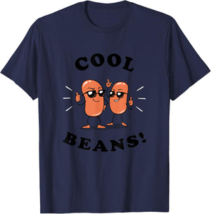 Funny Beans - Cool Beans Chef Cook Food , Women & Kids - Grey, Cartoon, Short Sleeve, Classic Fit, Small T-Shirt - T-Shirt | Navy
