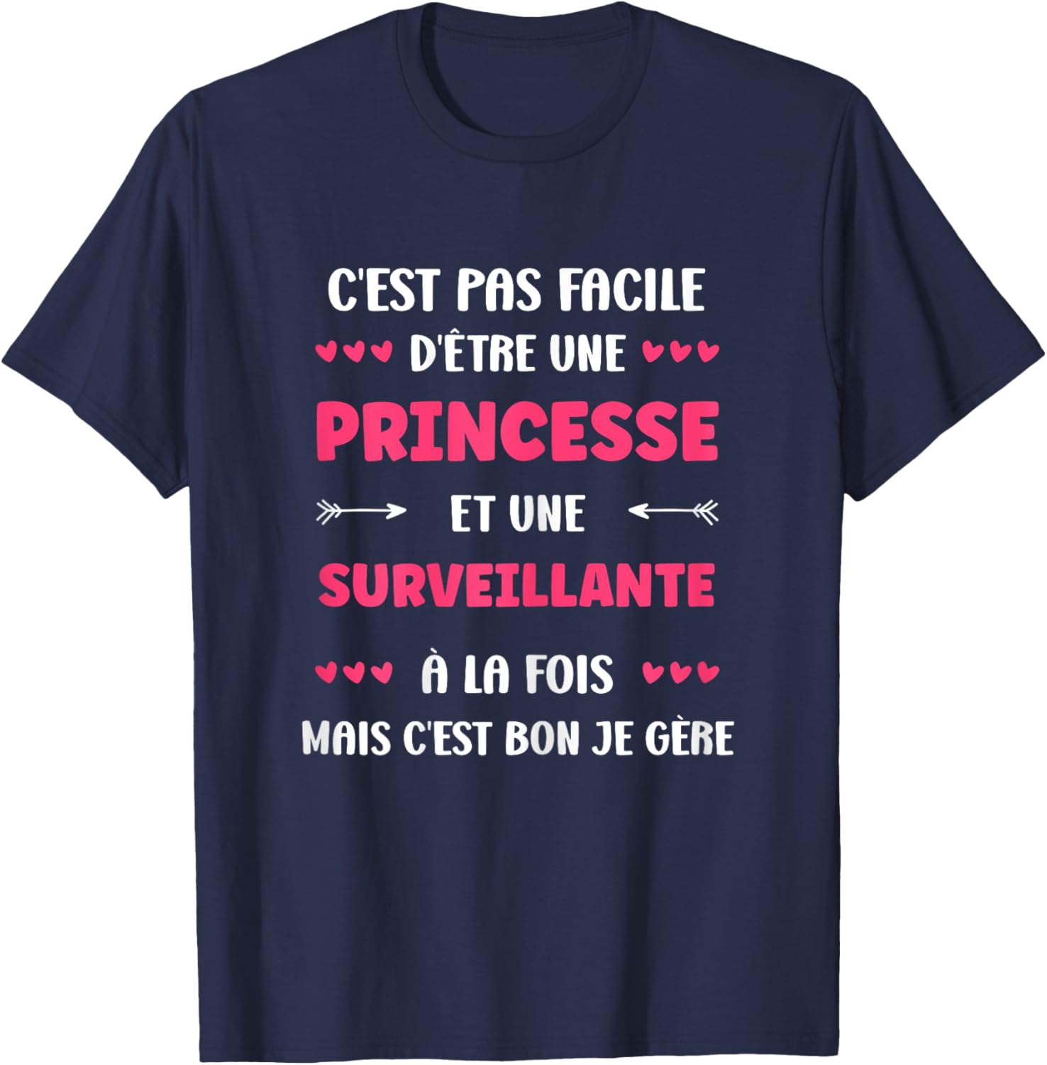 Departure Occupation Supervising Humour Princess Supervisor , Black, Female X-Small T-Shirt - T-Shirt | Navy
