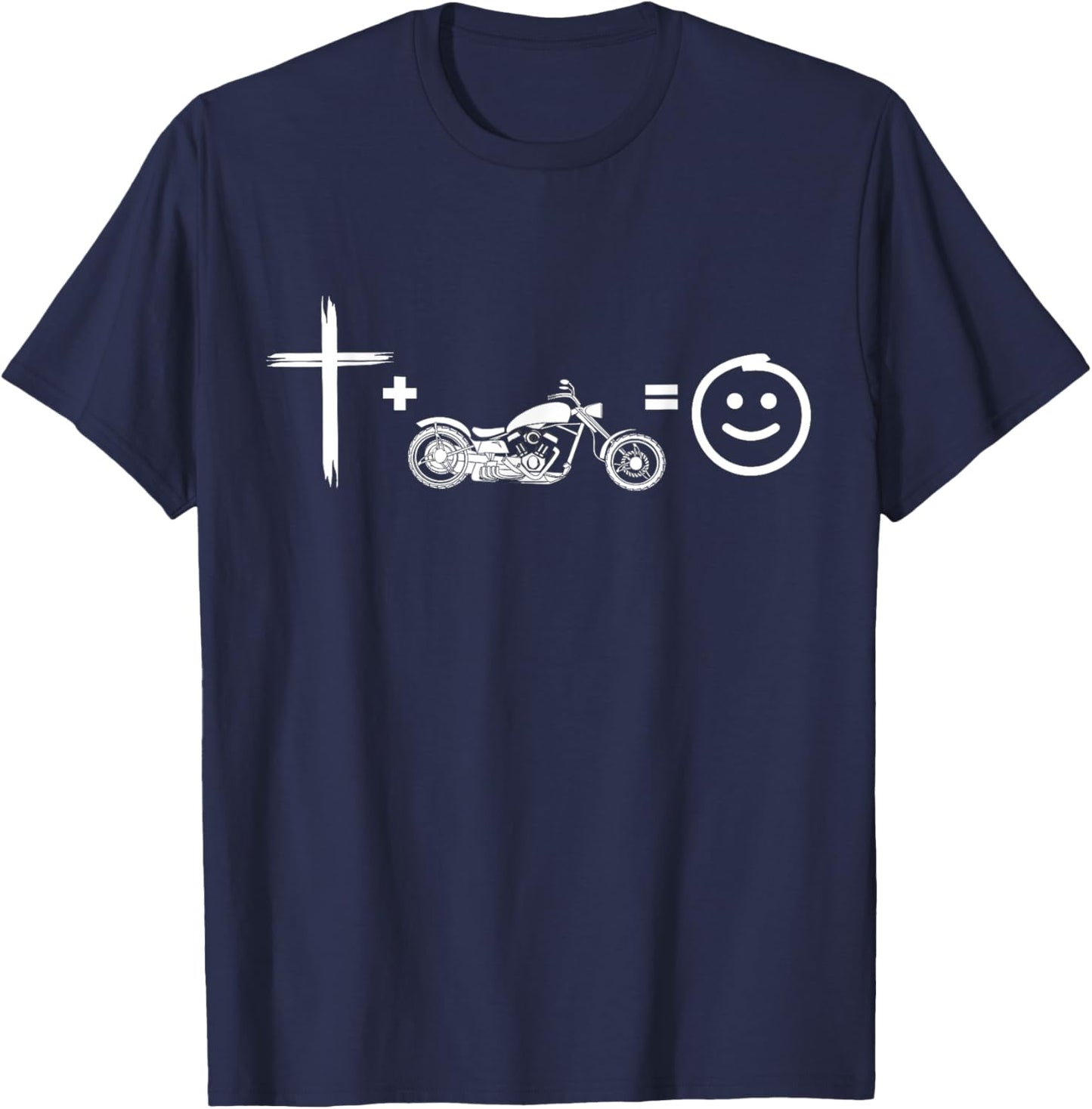 Jesus and motorcycles makes me happy, funny christian biker T-Shirt - T-Shirt | Navy
