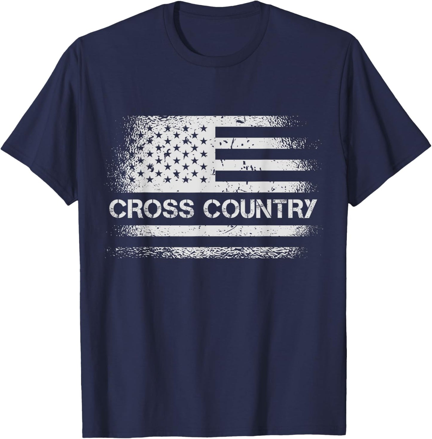 USA Flag Cross Country - American US Cross Country Running Women Girls Kids Men T-Shirt - T-Shirt | Navy