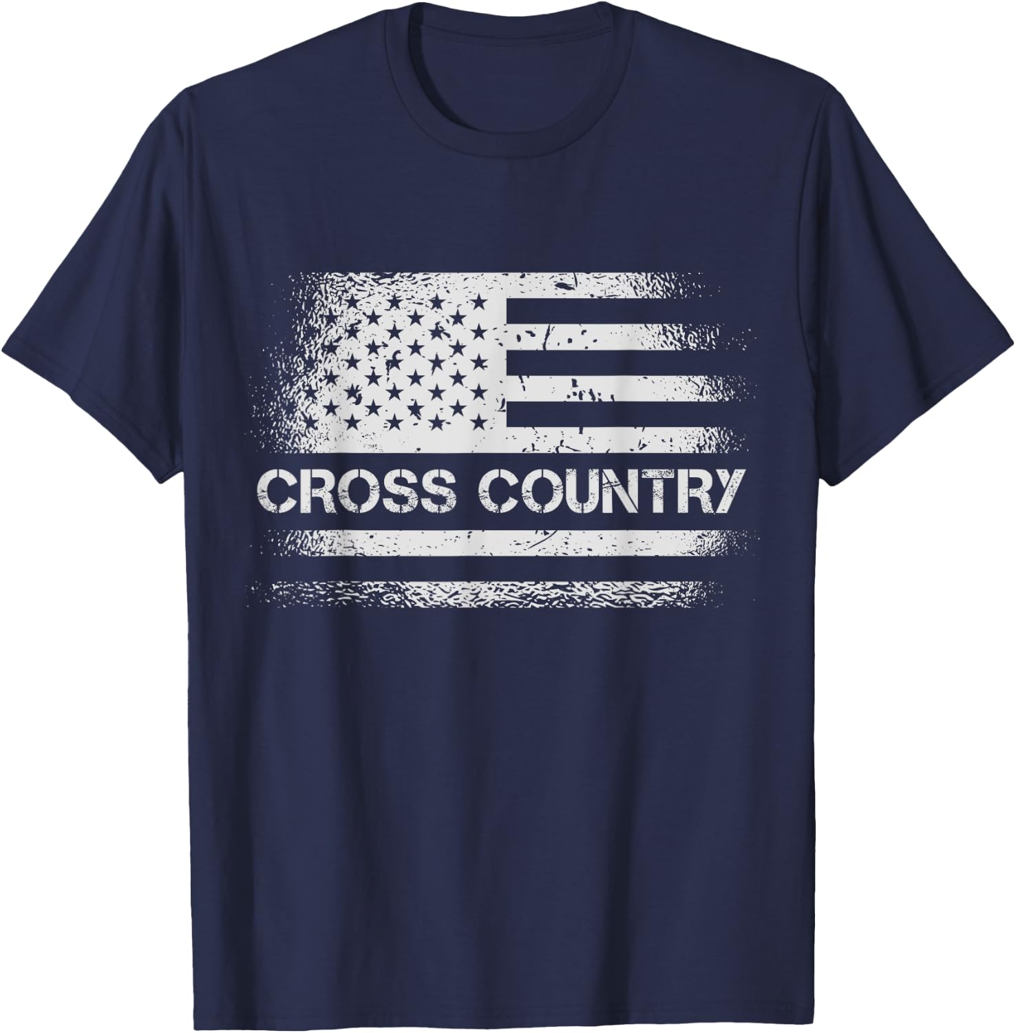 USA Flag Cross Country - American US Cross Country Running Women Girls Kids Men T-Shirt - T-Shirt | Navy