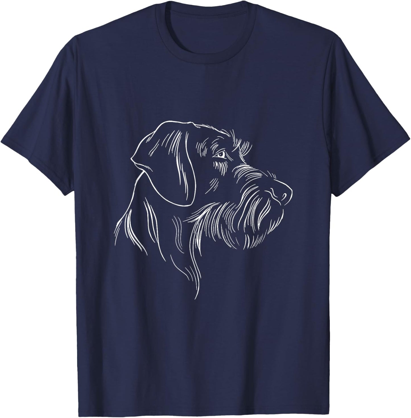 German Wire Hair Hunting Dog Head Breed Top T-Shirt - T-Shirt | Navy