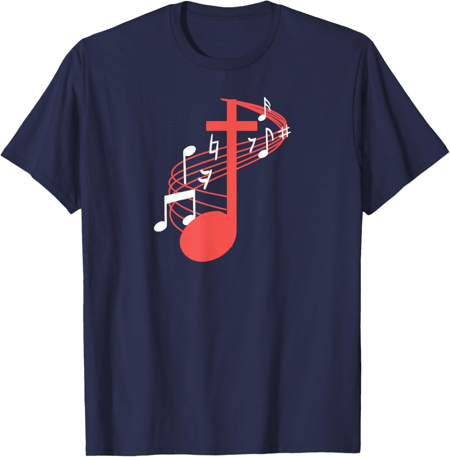 melodious Notes Cross, Jesus Church Music Choir T-Shirt - T-Shirt | Navy