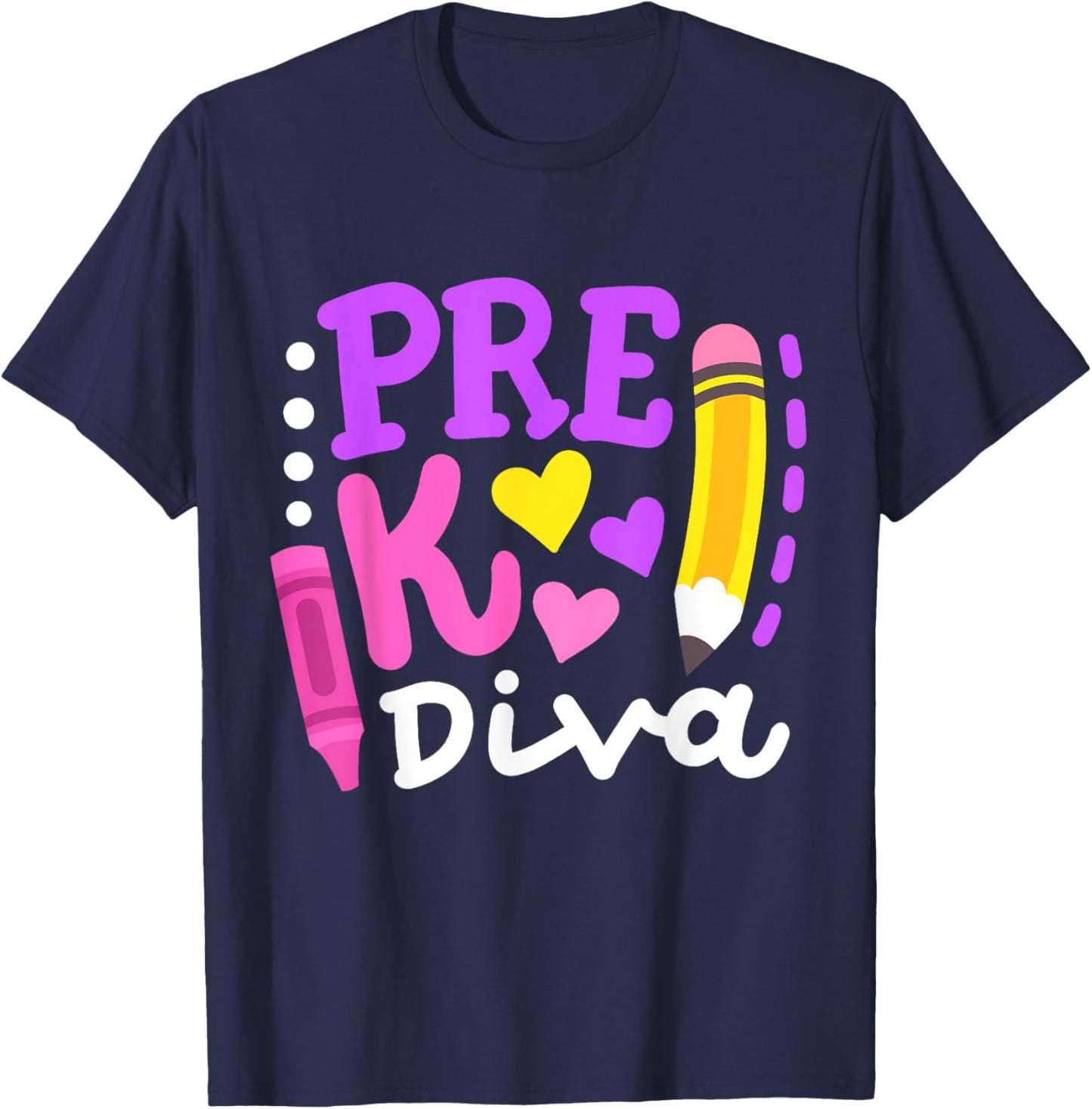 Pre-K Diva Funny Welcome Back To School Teachers Girls Kids T-Shirt - T-Shirt | Navy