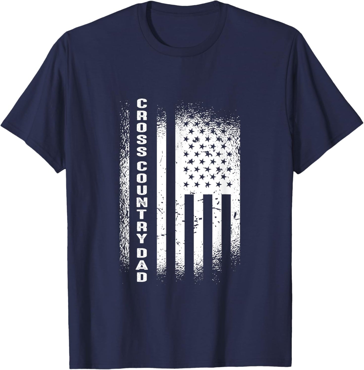 Cross Country Dad Running Vintage American Flag XC Runner T-Shirt - T-Shirt | Navy