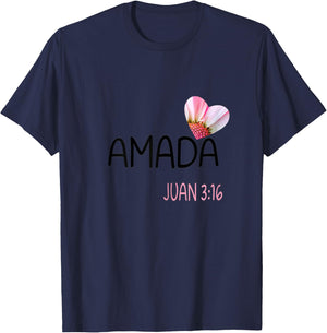 Amada Women Spanish Christian and Biblical T-Shirt - T-Shirt | Navy