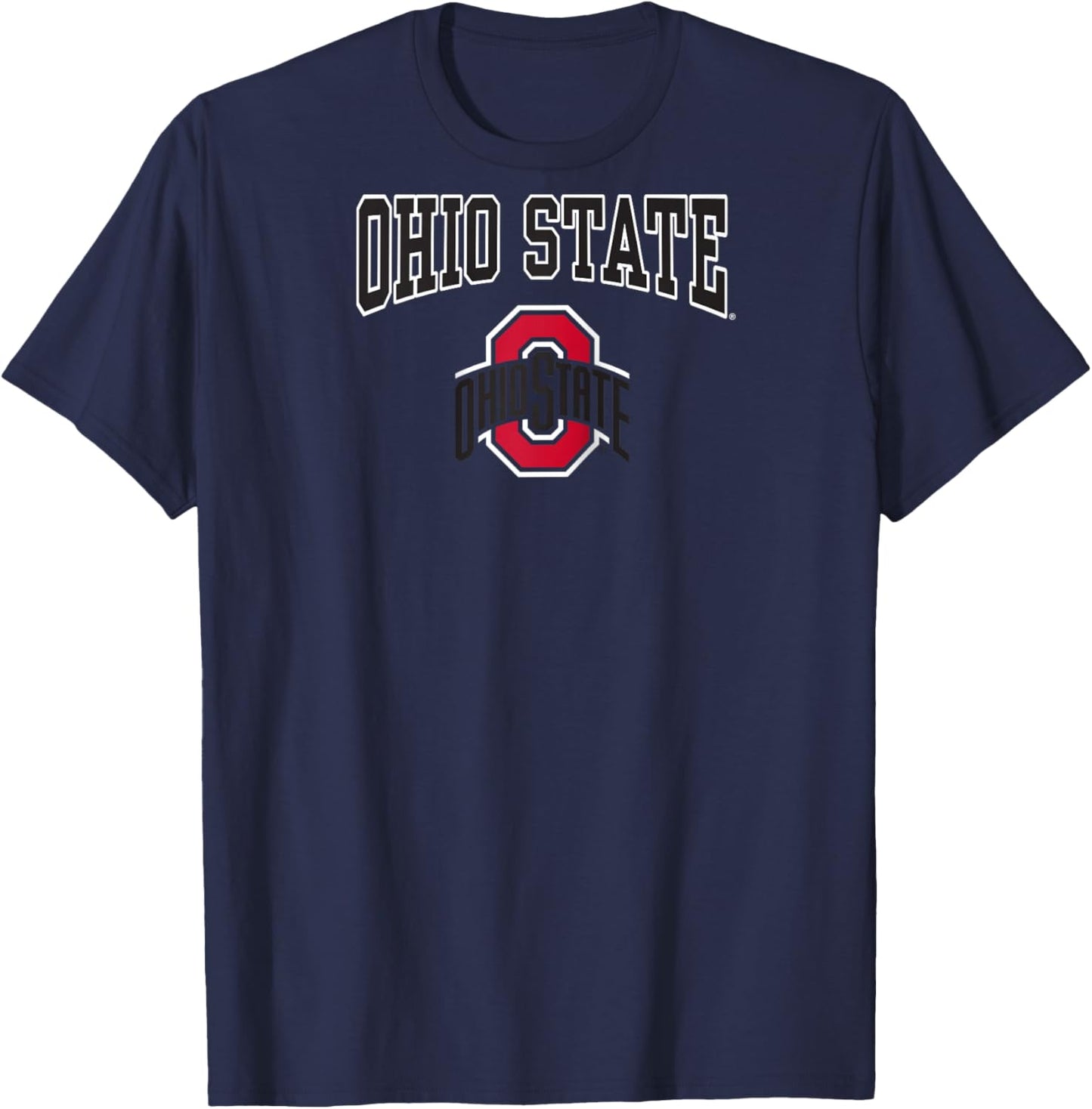 Ohio State Buckeyes Arch Logo Gray Officially Licensed Raglan Baseball T-Shirt - T-Shirt | Navy