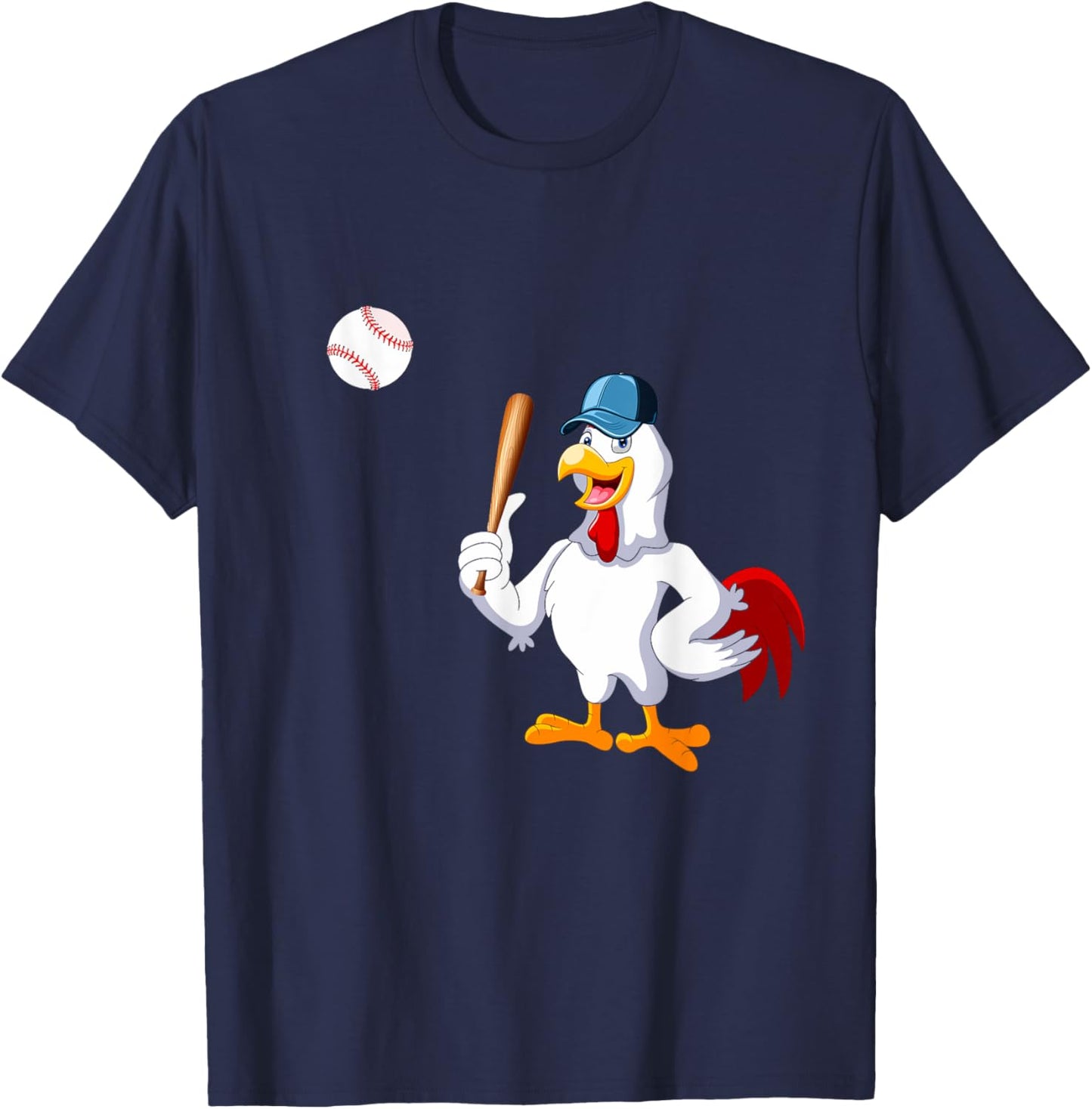 Chicken Playing Baseball Costume Baseball Player Family Kids T-Shirt - T-Shirt | Navy