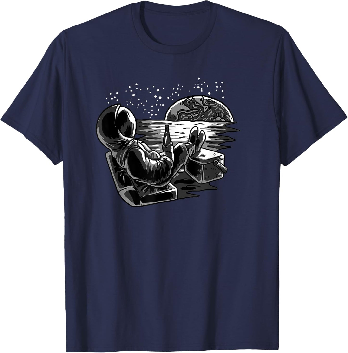 Astronaut Chill Beer Space Moon Funny Galaxy Astronaut Gift T-Shirt - T-Shirt | Navy