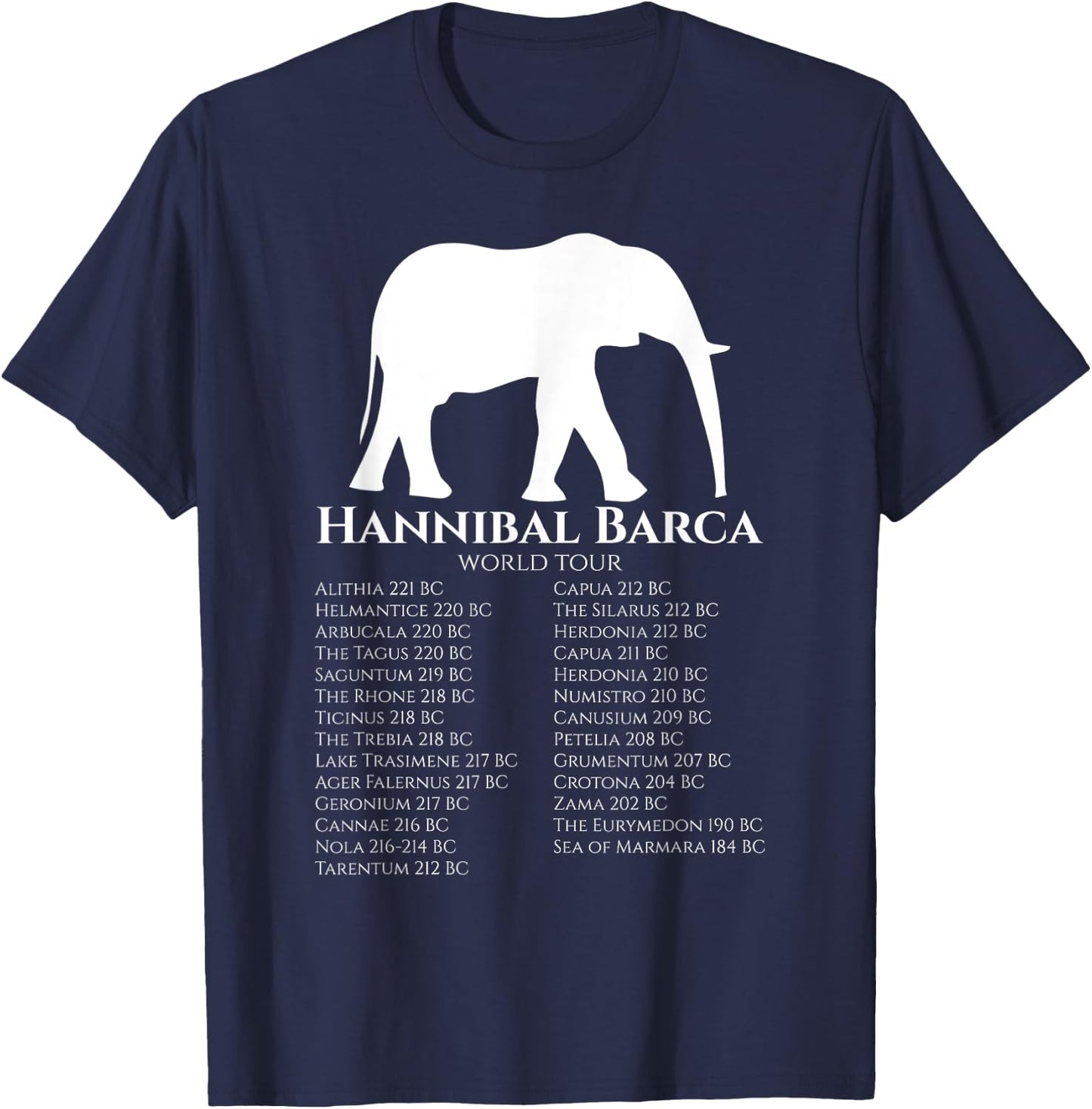 Hannibal Barca World Tour History Of Rome & Carthage T-Shirt - T-Shirt | Navy