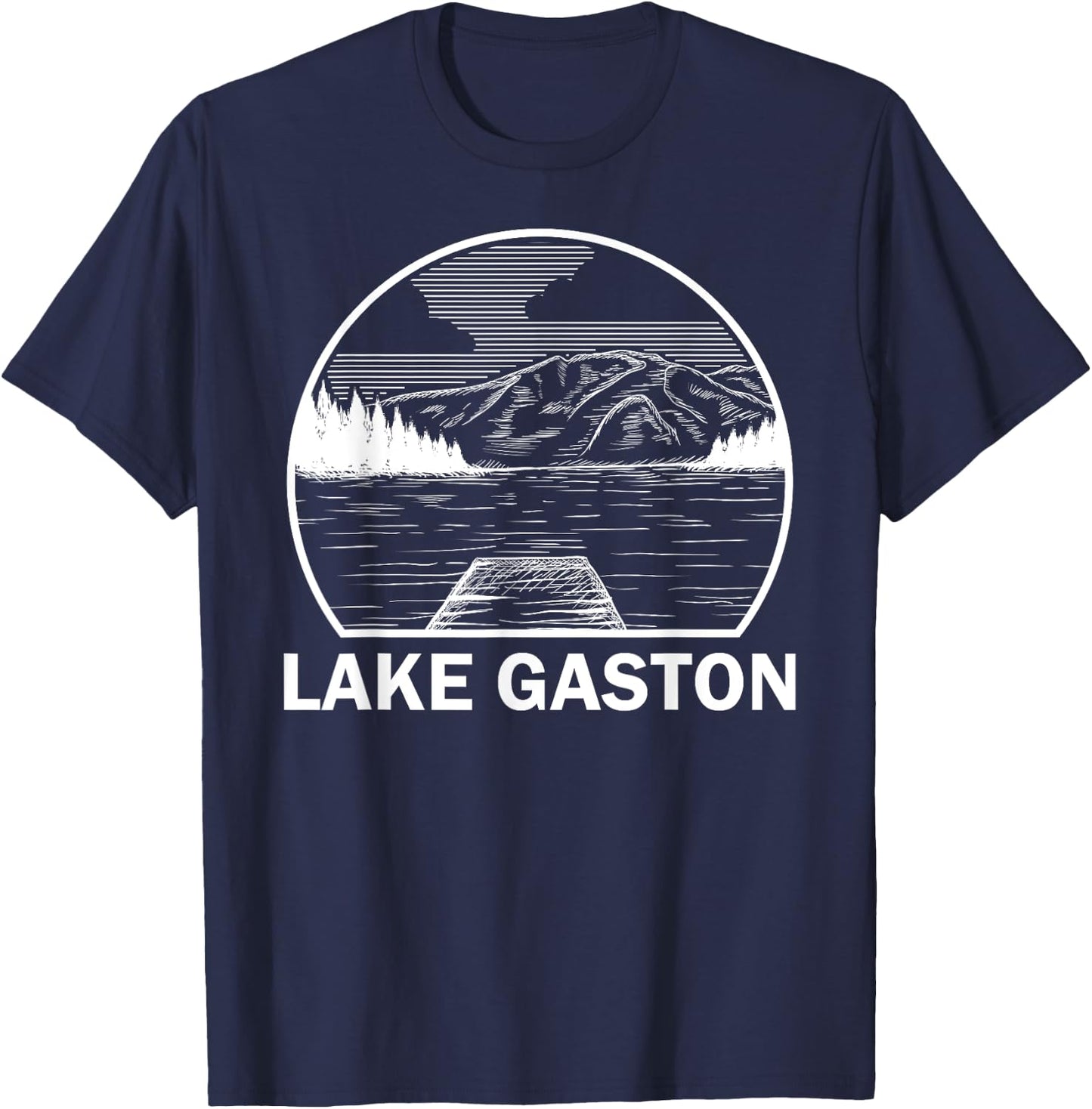 LAKE GASTON NORTH CAROLINA Funny Fishing Camping Summer Gift Women Kids T-Shirt - T-Shirt | Navy