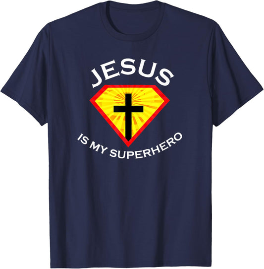 Jesus Is My Superhero Cute Powerful Christian Gift SUPER T-Shirt - T-Shirt | Navy