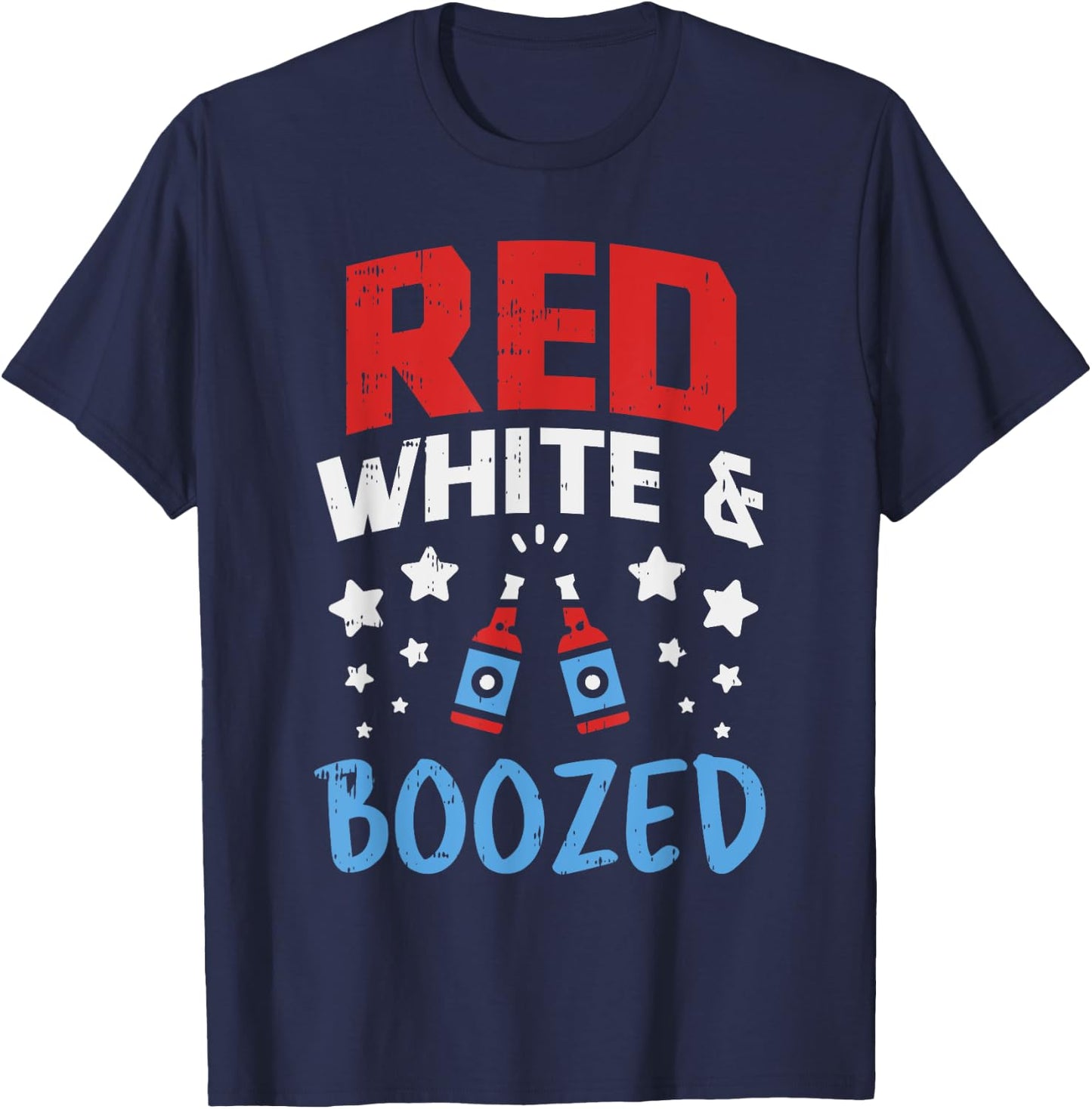 Red White Boozed Funny Beer 4th Of July Party Drinking Team T-Shirt - T-Shirt | Navy