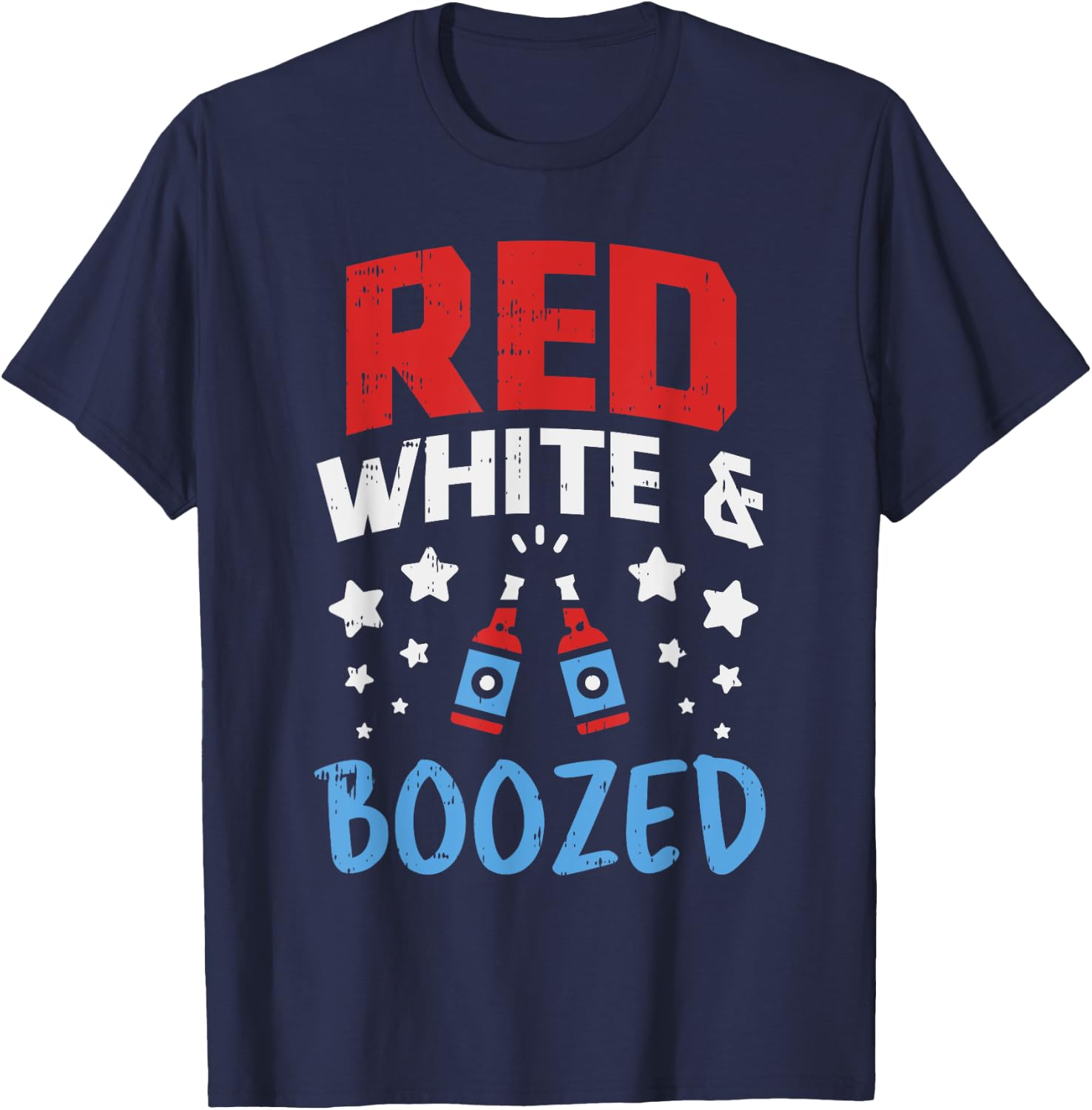 Red White Boozed Funny Beer 4th Of July Party Drinking Team T-Shirt - T-Shirt | Navy