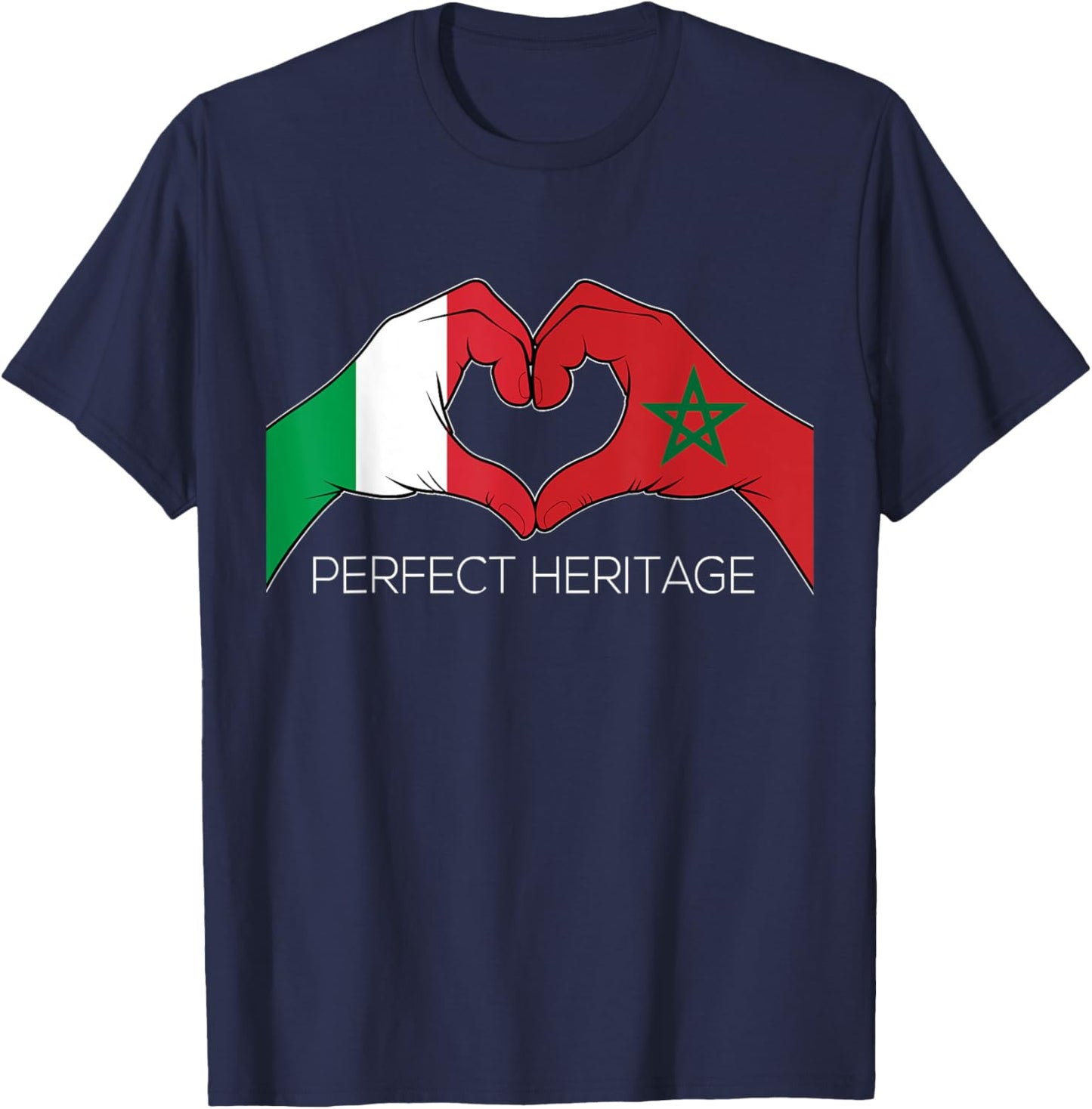 Italy and Morocco Heart Heritage Perfect Italian Moroccan T-Shirt - T-Shirt | Navy